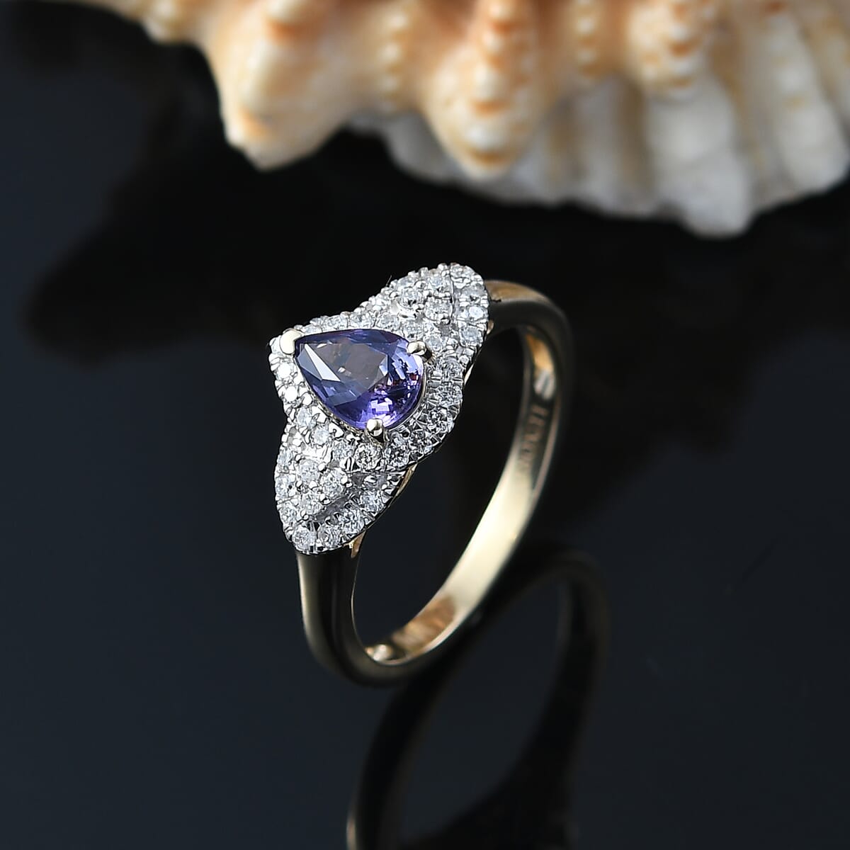 Luxoro AAA Madagascar Purple Sapphire and G-H I2 Diamond 1.10 ctw Ring in 10K Yellow Gold (Size 10.0) image number 1