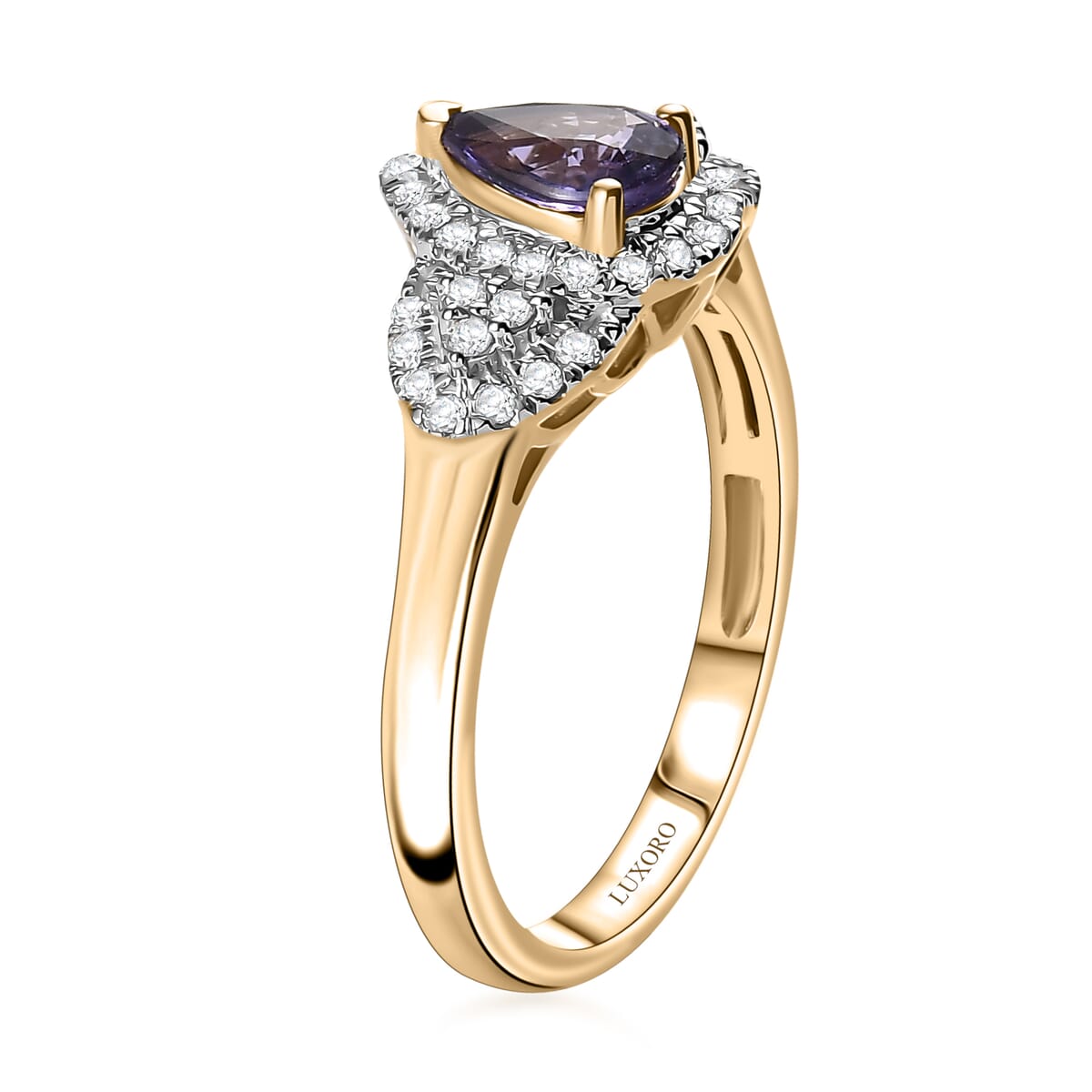 Luxoro AAA Madagascar Purple Sapphire and G-H I2 Diamond 1.10 ctw Ring in 10K Yellow Gold (Size 10.0) image number 3