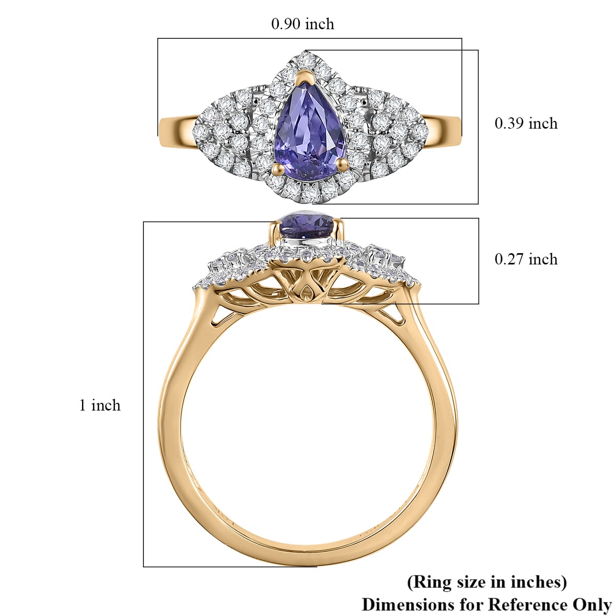 Luxoro AAA Madagascar Purple Sapphire and G-H I2 Diamond 1.10 ctw Ring in 10K Yellow Gold (Size 10.0) image number 5