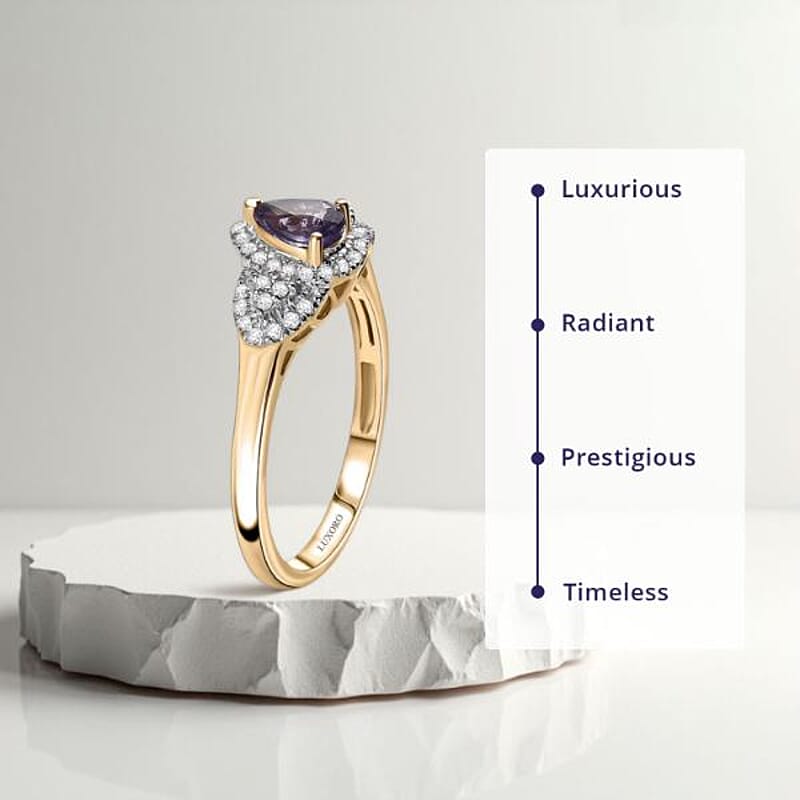 Luxoro AAA Madagascar Purple Sapphire, Diamond Ring in 10K Yellow Gold 1.10 ctw (Size 10.5)