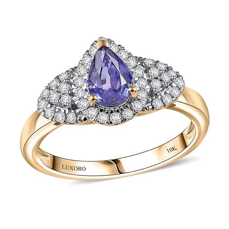 Luxoro AAA Madagascar Purple Sapphire, Diamond Ring in 10K Yellow Gold 1.10 ctw (Size 12.0)