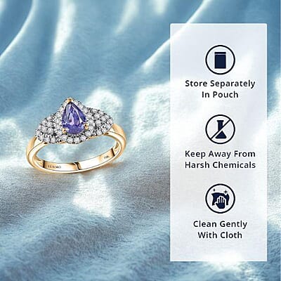 Luxoro AAA Madagascar Purple Sapphire, Diamond Ring in 10K Yellow Gold 1.10 ctw (Size 5.0)