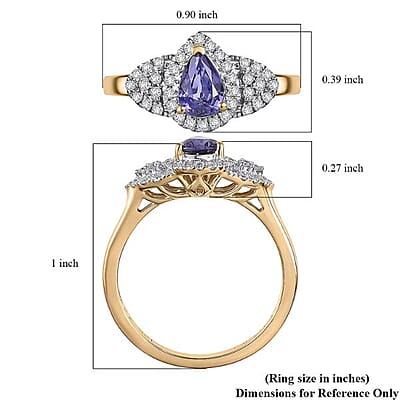 Luxoro AAA Madagascar Purple Sapphire, Diamond Ring in 10K Yellow Gold 1.10 ctw (Size 5.0)