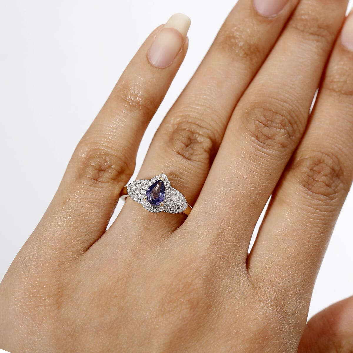 Luxoro AAA Madagascar Purple Sapphire and G-H I2 Diamond 1.10 ctw Ring in 10K Yellow Gold (Size 6.0) image number 2