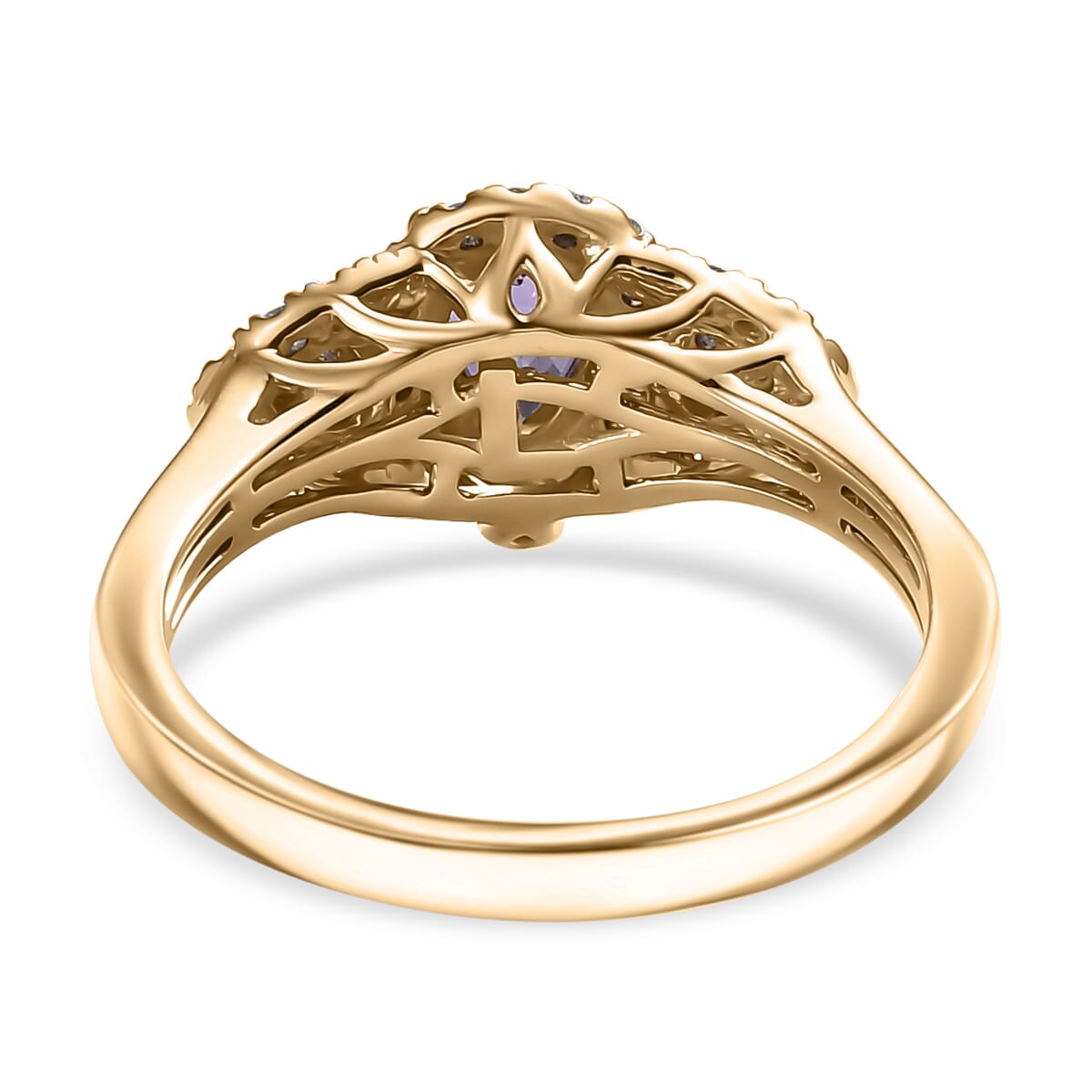Luxoro AAA Madagascar Purple Sapphire and G-H I2 Diamond 1.10 ctw Ring in 10K Yellow Gold (Size 6.0) image number 4