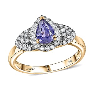Luxoro AAA Madagascar Purple Sapphire, Diamond Ring in 10K Yellow Gold 1.10 ctw (Size 8.5)