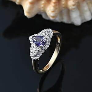 Luxoro AAA Madagascar Purple Sapphire, Diamond Ring in 10K Yellow Gold 1.10 ctw (Size 8.5)