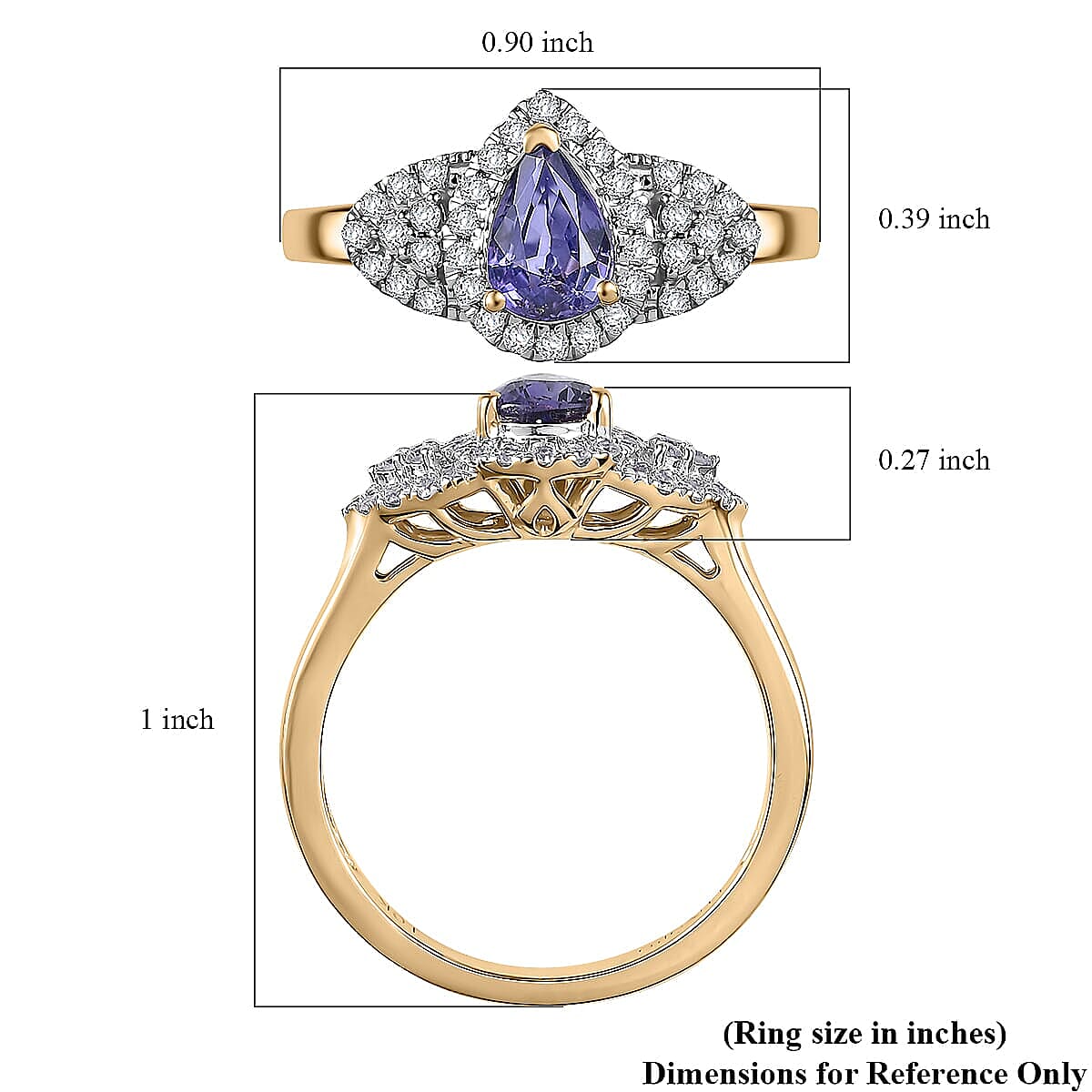 Luxoro AAA Madagascar Purple Sapphire, Diamond Ring in 10K Yellow Gold 1.10 ctw (Size 9.5) image number 5