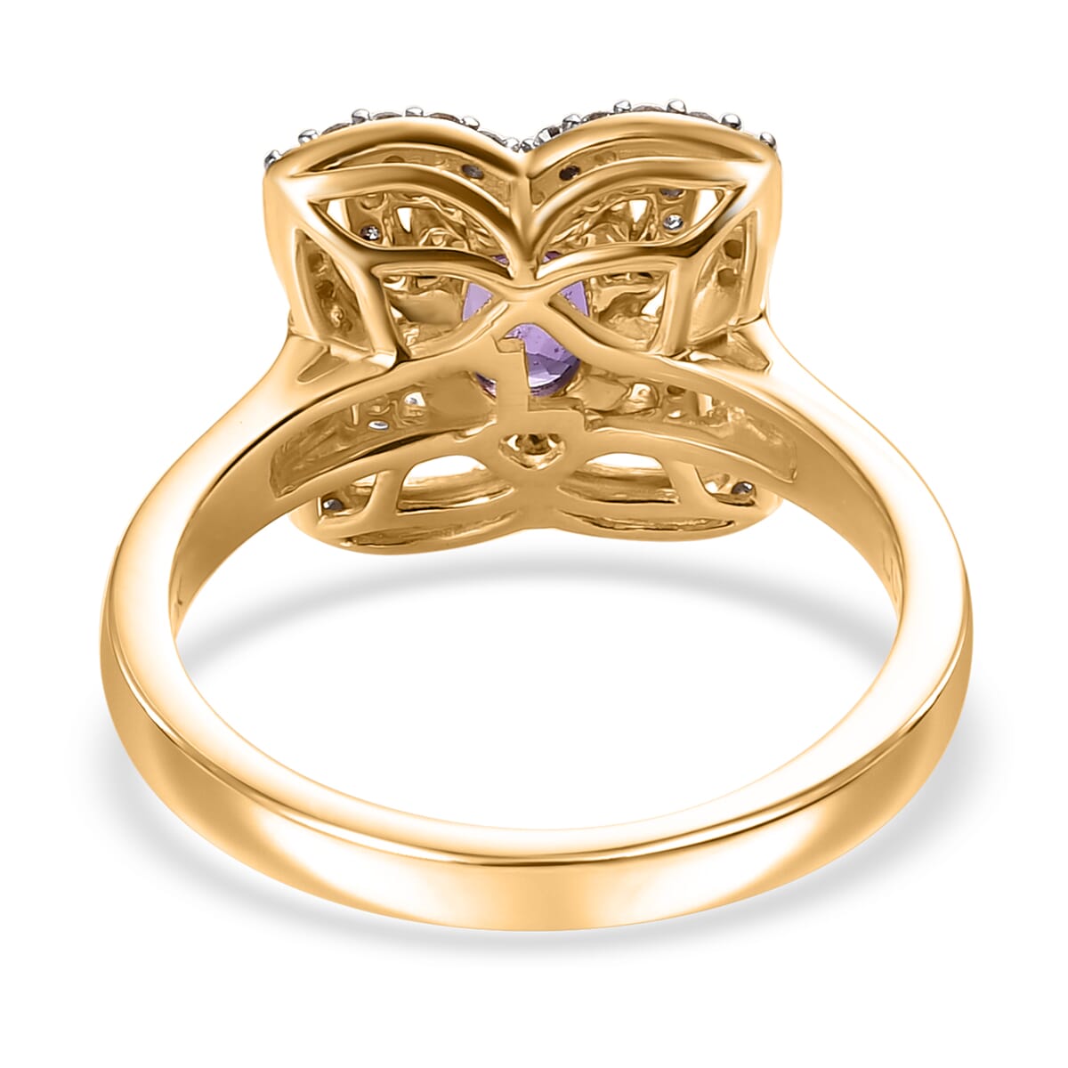 Luxoro AAA Madagascar Purple Sapphire and G-H I2 Diamond 1.37 ctw Ring in 10K Yellow Gold (Size 10.0) image number 4