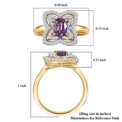 Luxoro AAA Madagascar Purple Sapphire, Diamond Ring in 10K Yellow Gold 1.37 ctw (Size 11.0)