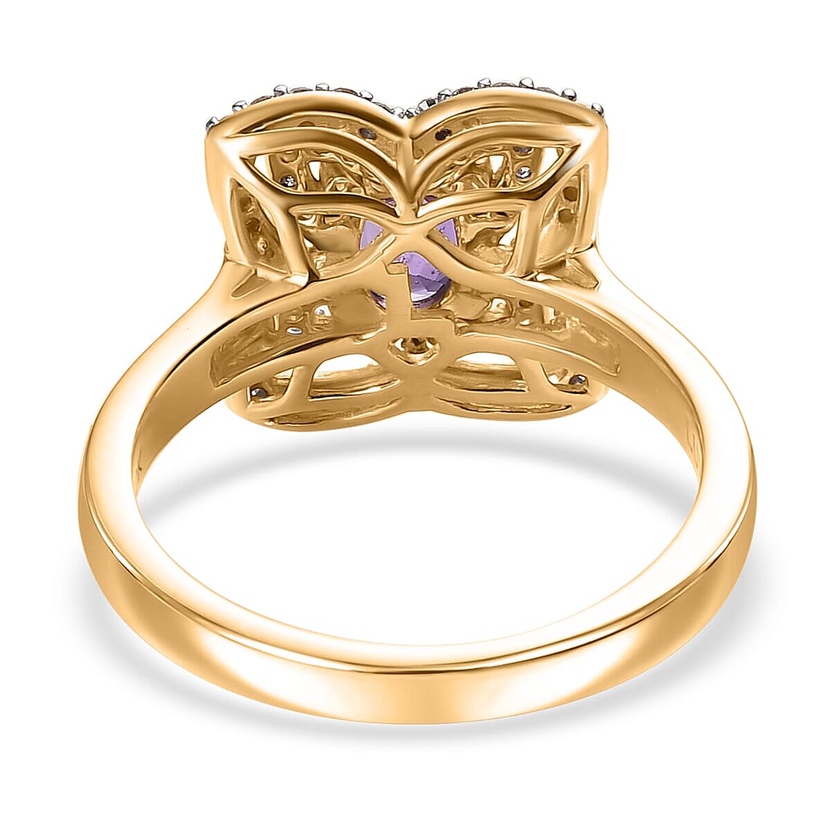 Luxoro 10K Yellow Gold AAA Madagascar Purple Sapphire, Diamond (G-H, I2) (0.36 cts) Ring (Size 11.5) 1.37 ctw image number 4