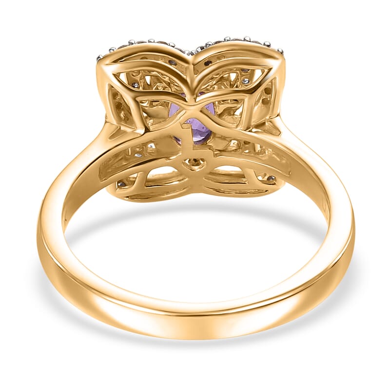 Certified and Appraised Luxoro AAA Madagascar Purple Sapphire and Diamond G-H I2 1.37 ctw Ring in 10K Yellow Gold (Size 9.0) 4.15 Grams