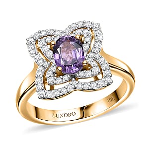 Luxoro 10K Yellow Gold AAA Madagascar Purple Sapphire, Diamond (G-H, I2) (0.36 cts) Ring (Size 9.5) 1.37 ctw