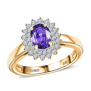 Luxoro 14K Yellow Gold AAA Madagascar Purple Sapphire, Diamond (G-H, I2) (0.36 cts) Ring (Size 12.0) 1.31 ctw