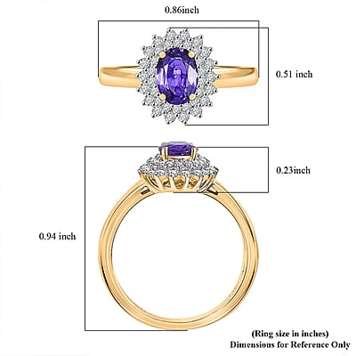 Luxoro 14K Yellow Gold AAA Madagascar Purple Sapphire, Diamond (G-H, I2) (0.36 cts) Ring (Size 12.0) 1.31 ctw