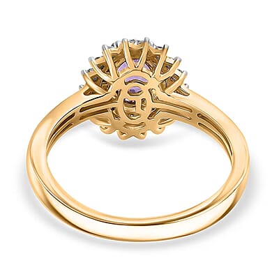 Luxoro 14K Yellow Gold AAA Madagascar Purple Sapphire, Diamond (G-H, I2) (0.36 cts) Ring (Size 12.0) 1.31 ctw