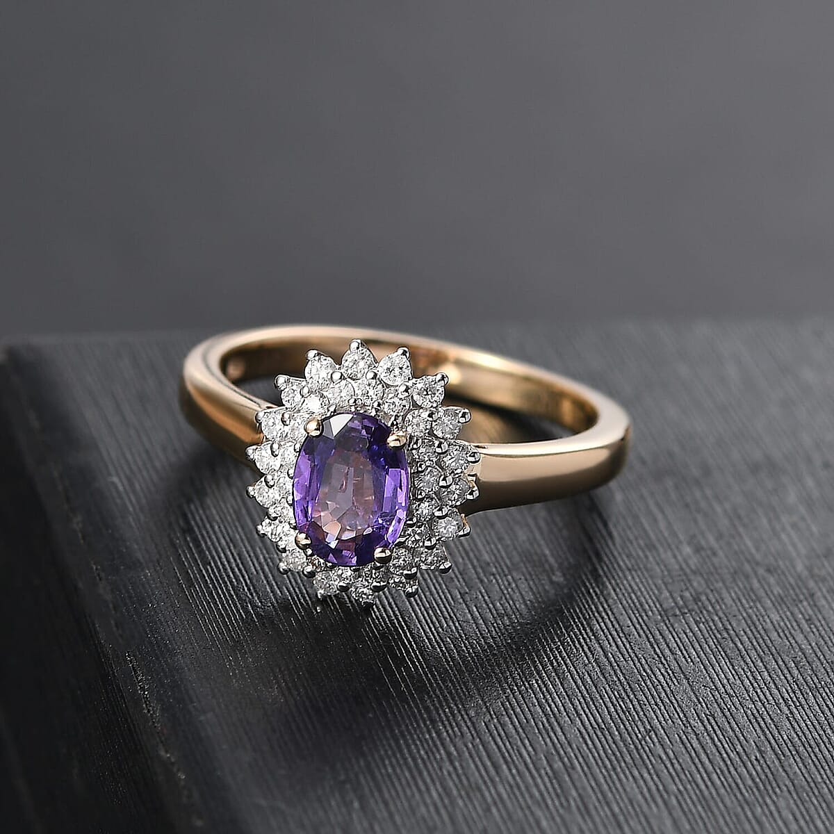 Dan Dennis Deal Luxoro 14K Yellow Gold AAA Madagascar Purple Sapphire, Diamond (G-H, I2) (0.36 cts) Ring (Size 10.0) 1.31 ctw image number 1