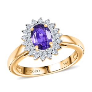 Luxoro AAA Madagascar Purple Sapphire and G-H I2 Diamond 1.31 ctw Ring in 14K Yellow Gold (Size 6.0)