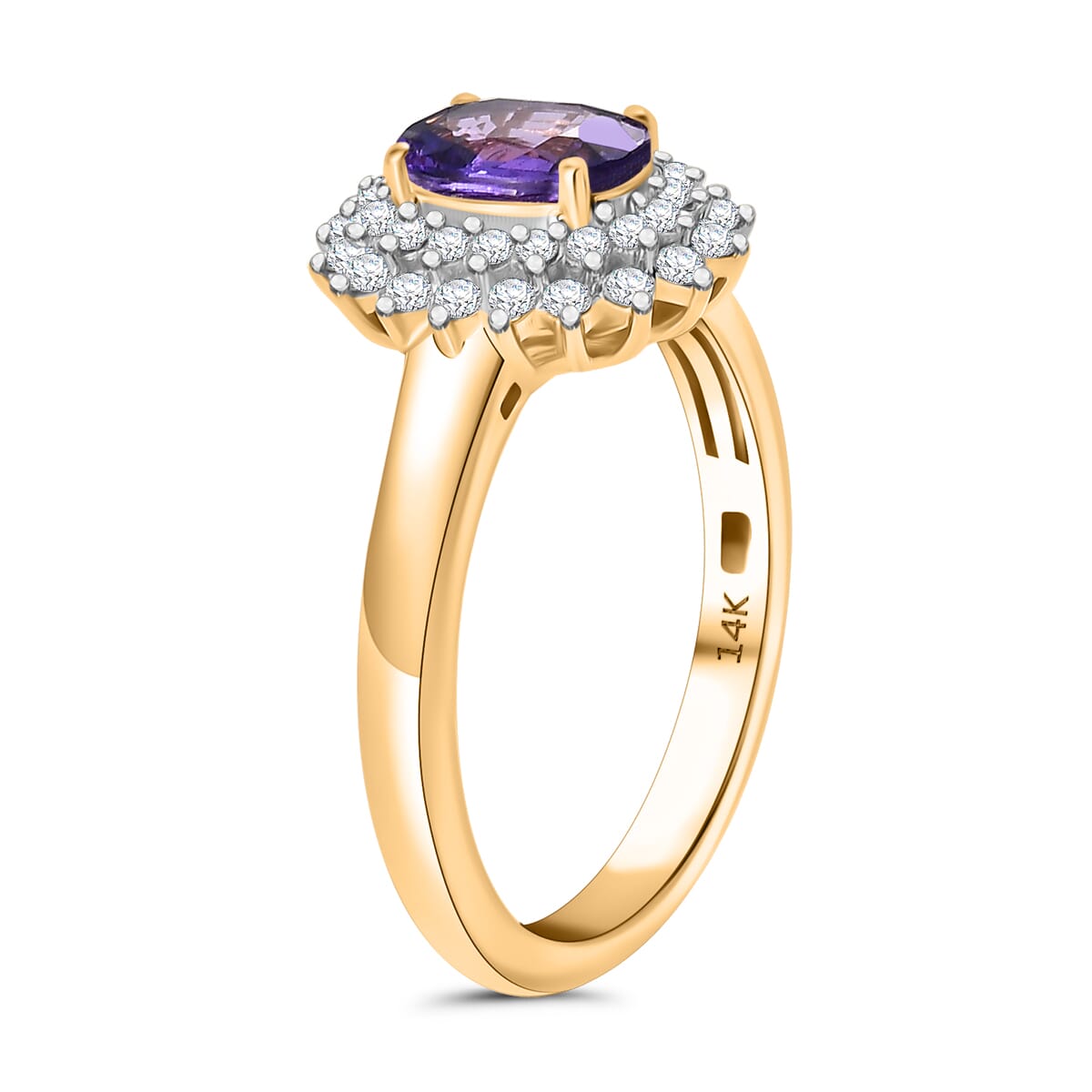 Luxoro AAA Madagascar Purple Sapphire and G-H I2 Diamond 1.31 ctw Ring in 14K Yellow Gold (Size 6.0) image number 3