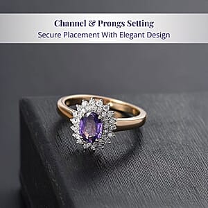 Luxoro 14K Yellow Gold AAA Madagascar Purple Sapphire, Diamond (G-H, I2) (0.36 cts) Ring (Size 6.5) 1.31 ctw