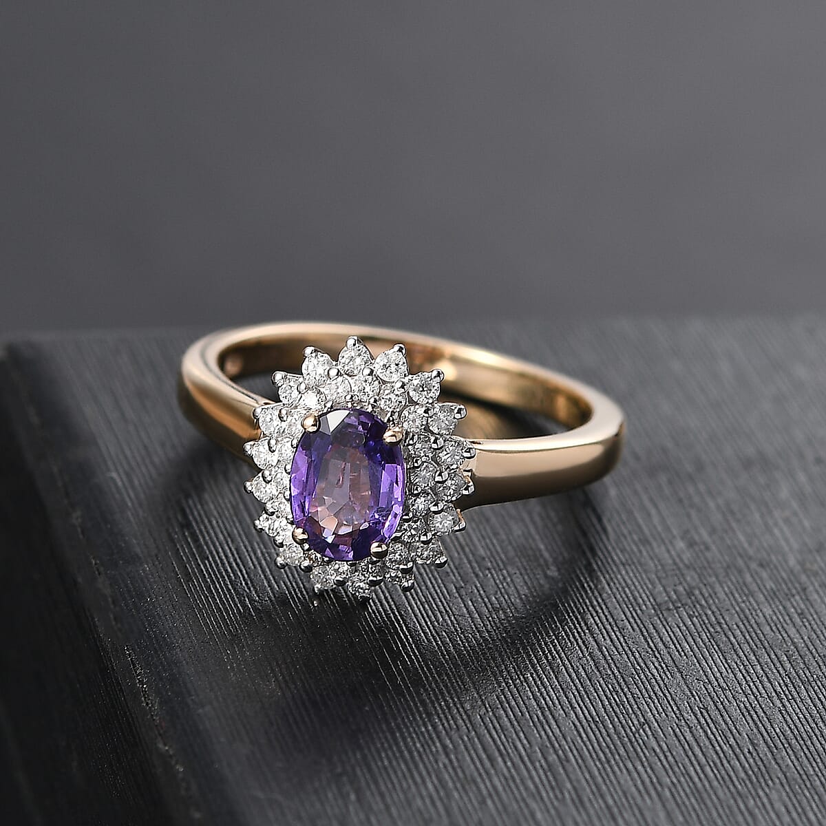 Luxoro AAA Madagascar Purple Sapphire and G-H I2 Diamond 1.31 ctw Ring in 14K Yellow Gold (Size 7.0) image number 1