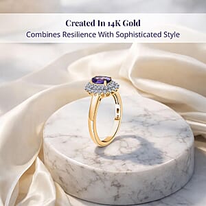Luxoro AAA Madagascar Purple Sapphire and G-H I2 Diamond 1.31 ctw Ring in 14K Yellow Gold (Size 9.0)