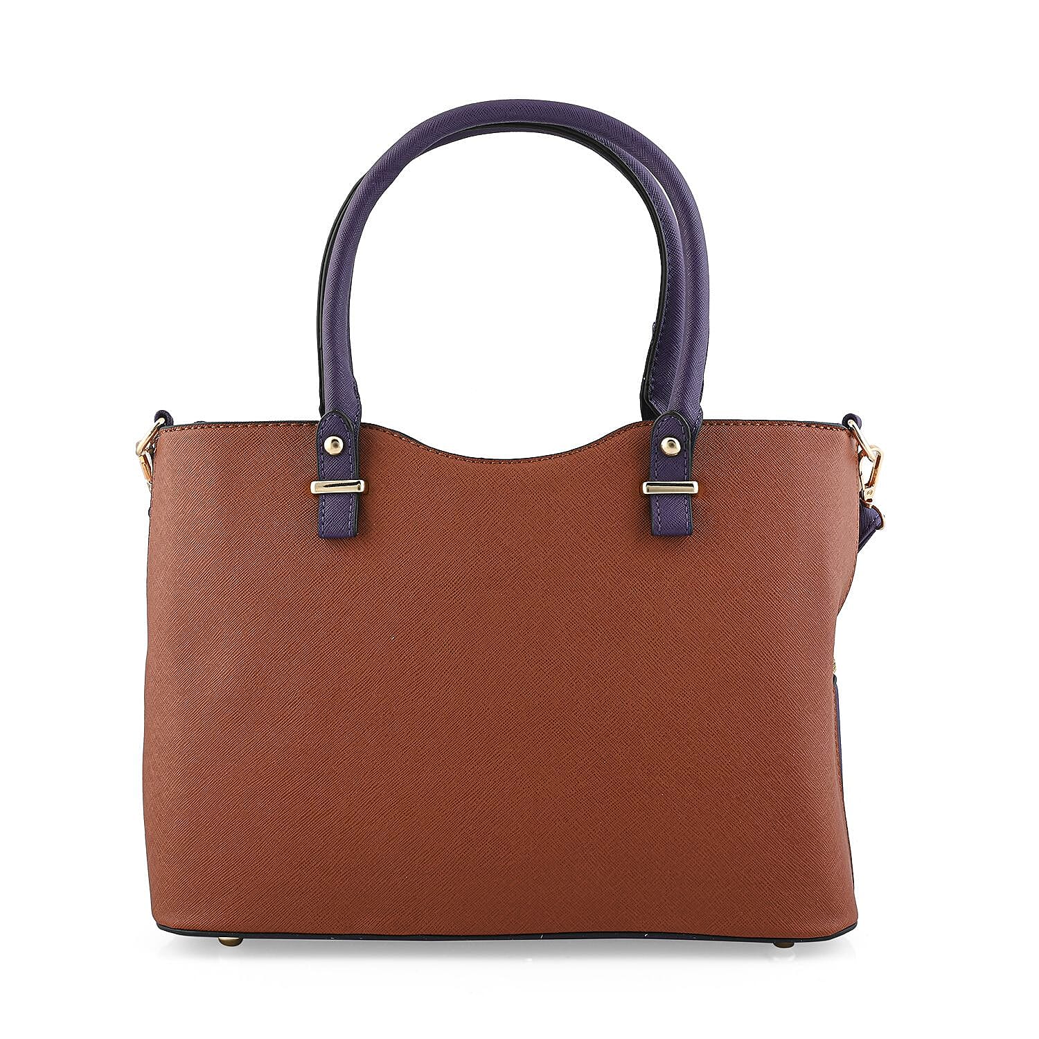 Beverly Hills Polo Club Cognac & Purple Faux Leather 2-Tone Shoulder Bag