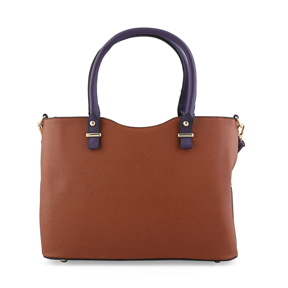 Beverly Hills Polo Club Cognac & Purple Faux Leather 2-Tone Shoulder Bag image number 3