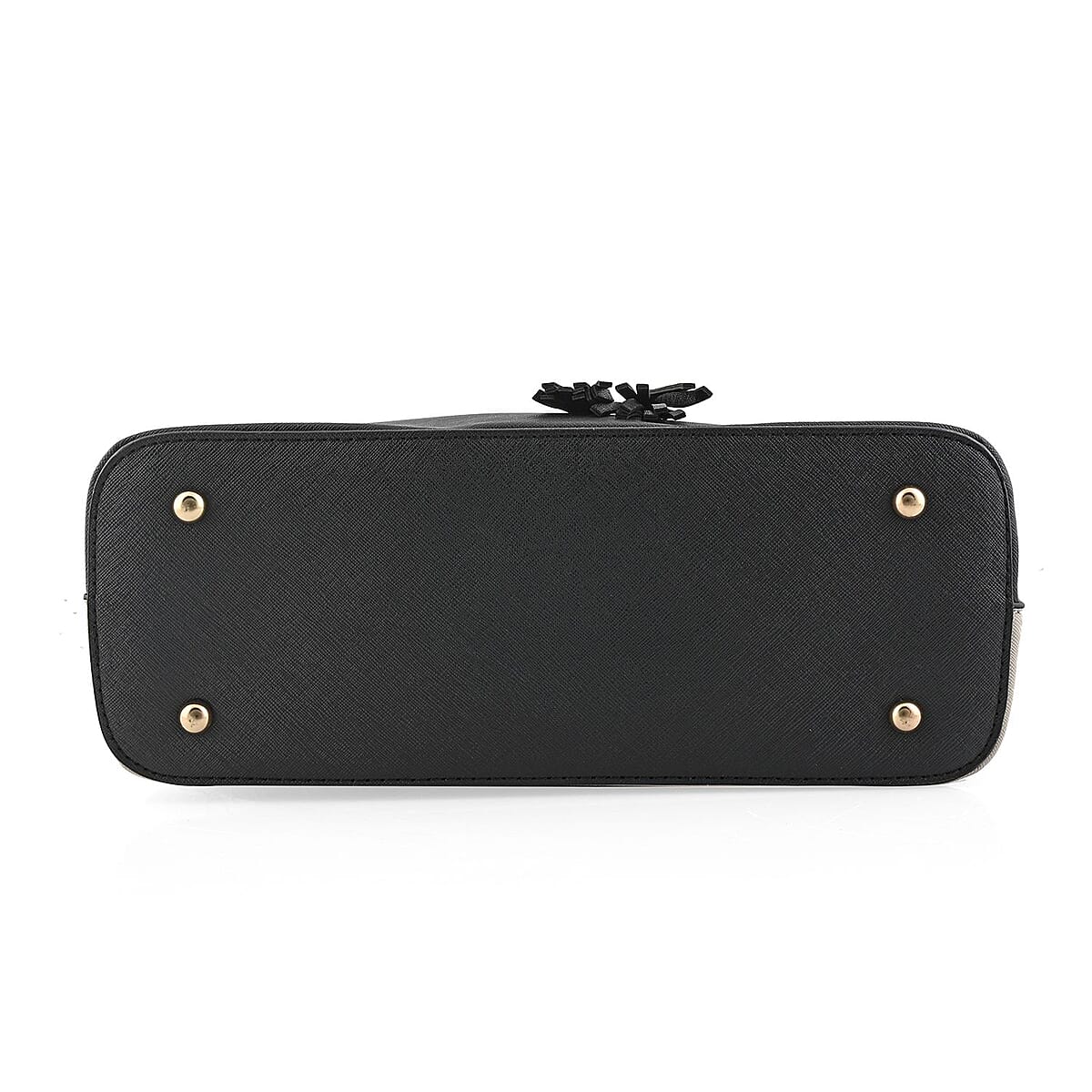 Beverly Hills Polo Club Black & Ivory Faux Leather 2-Tone Shoulder Bag image number 4