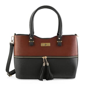 Beverly Hills Polo Club Brown & Black Faux Leather 2-Tone Shoulder Bag