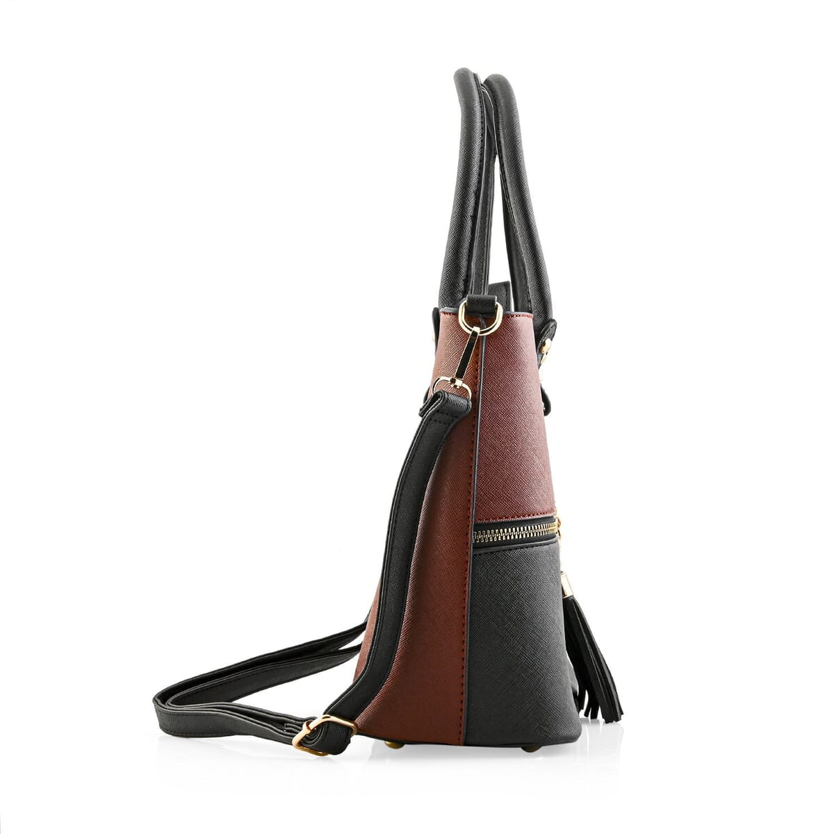 Beverly Hills Polo Club Brown & Black Faux Leather 2-Tone Shoulder Bag image number 2