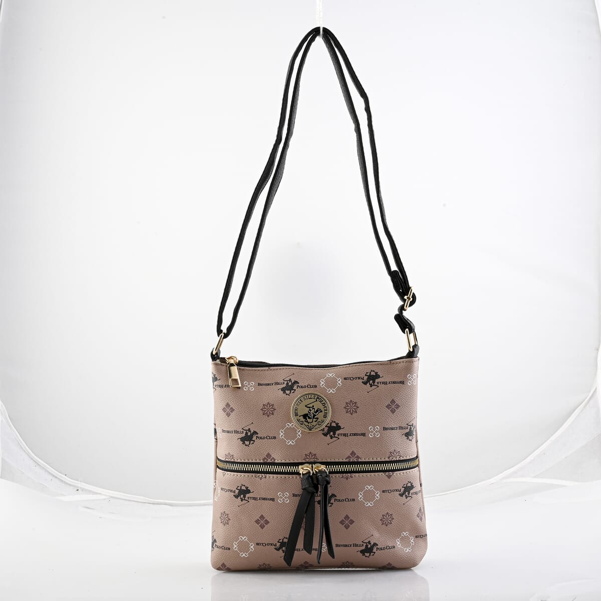 Beverly Hills Polo Club Beige & Black Multi Pattern Faux Leather Crossbody Bag image number 0