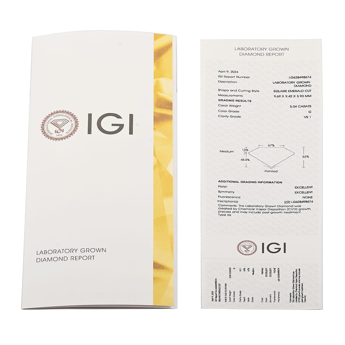 IGI Certified Luxuriant Lab Grown Diamond (Asscher) (G, VS2) 5.00 ctw image number 4