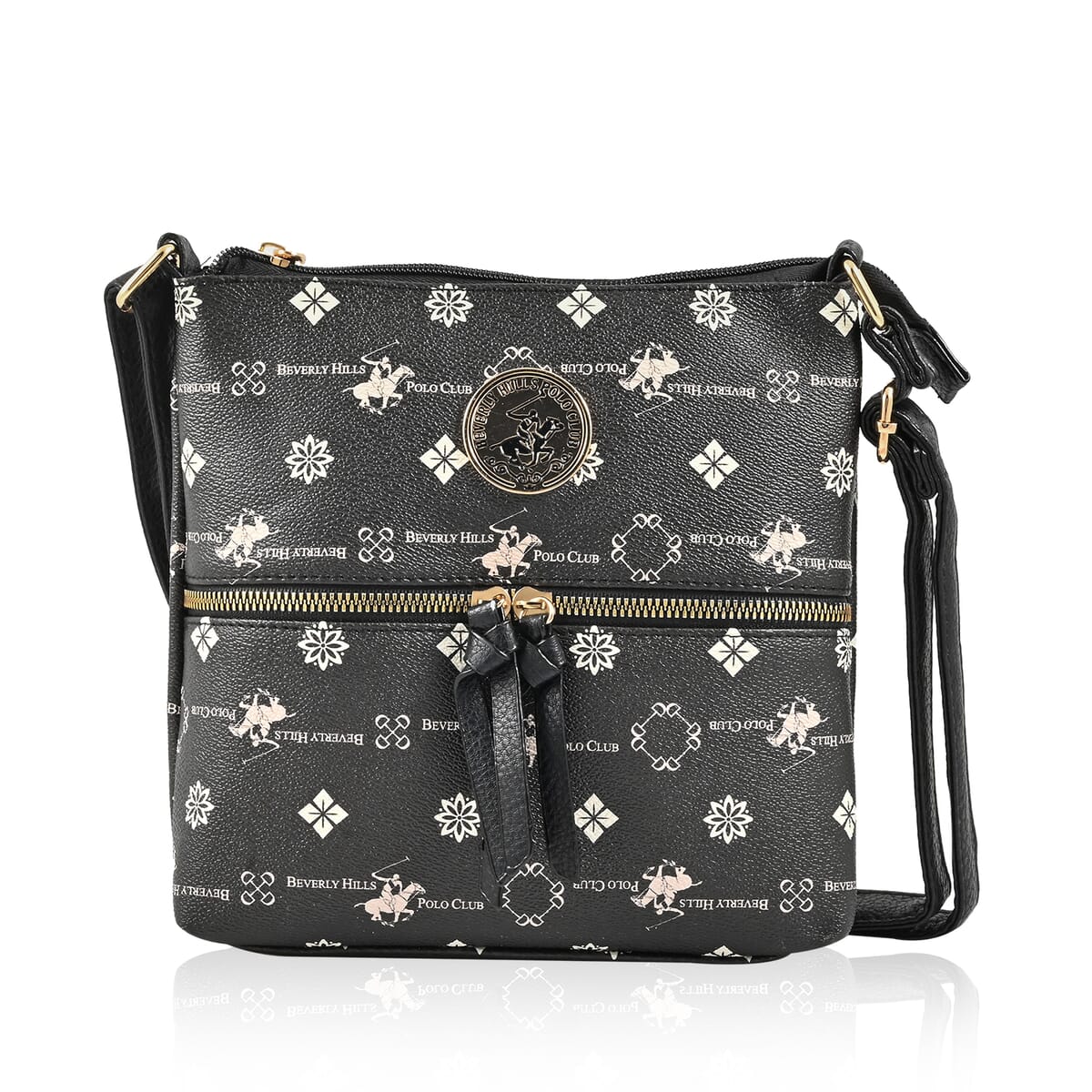 Beverly Hills Polo Club Black & White Multi Pattern Faux Leather Crossbody Bag image number 0