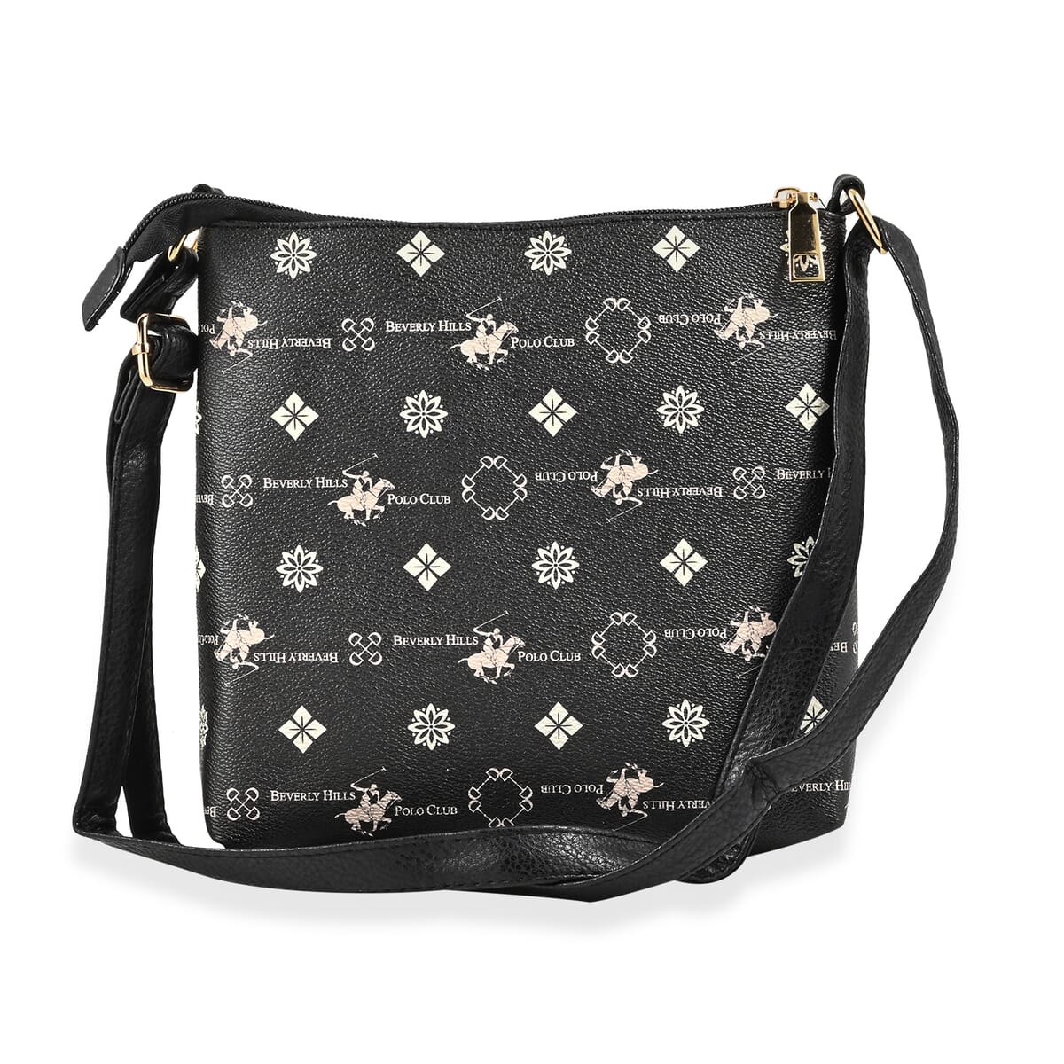 Beverly Hills Polo Club Black & White Multi Pattern Faux Leather Crossbody Bag image number 1