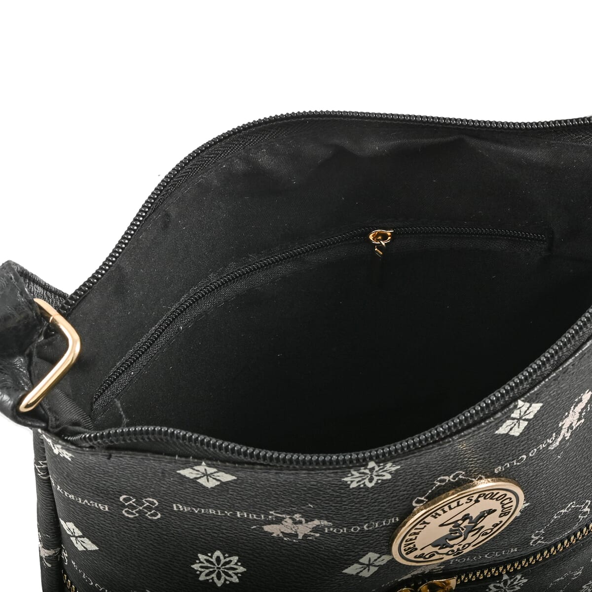 Beverly Hills Polo Club Black & White Multi Pattern Faux Leather Crossbody Bag image number 4