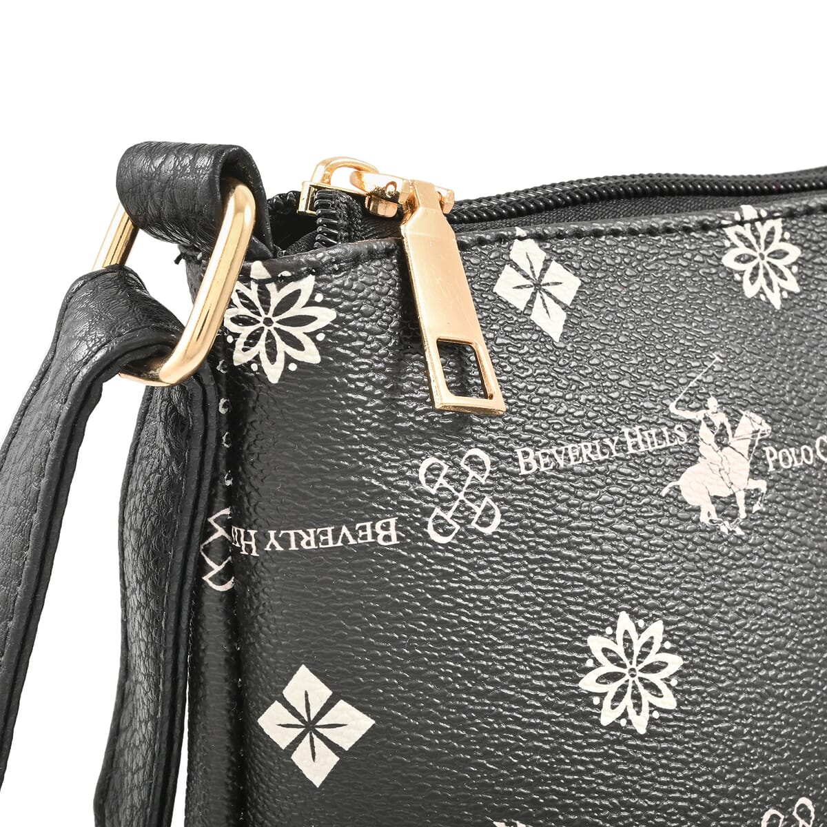 Beverly Hills Polo Club Black & White Multi Pattern Faux Leather Crossbody Bag image number 5