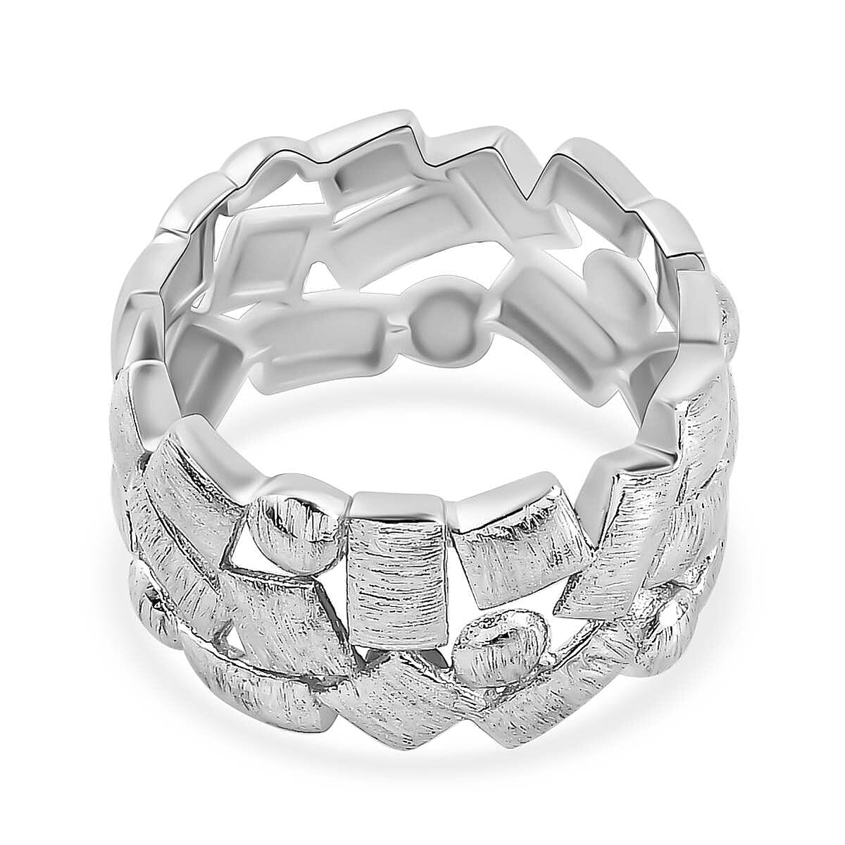 GP Kanchanaburi Blue Sapphire Fancy Ring in Rhodium Over Sterling Silver (Size 6.5)