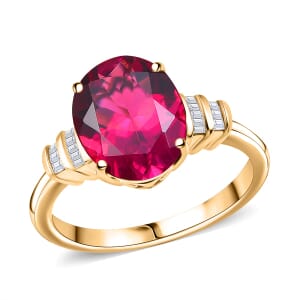Luxuriant Premium Bixbite (LG) and Diamond I2 3.50 ctw Ring in 10K Rose Gold (Size 10.0)