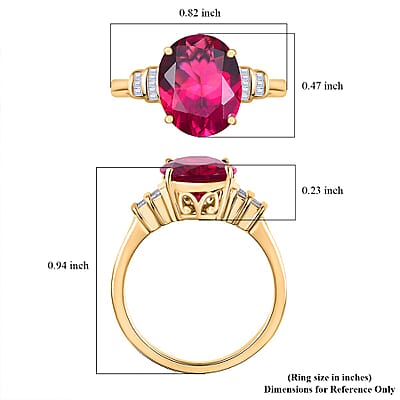 10K Rose Gold Luxuriant Lab Grown Premium Bixbite, White Diamond (I2) Ring (Size 12.0) 3.50 ctw