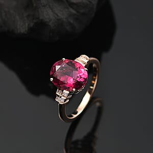Luxuriant Premium Bixbite (LG) and Diamond I2 3.50 ctw Ring in 10K Rose Gold (Size 9.0)