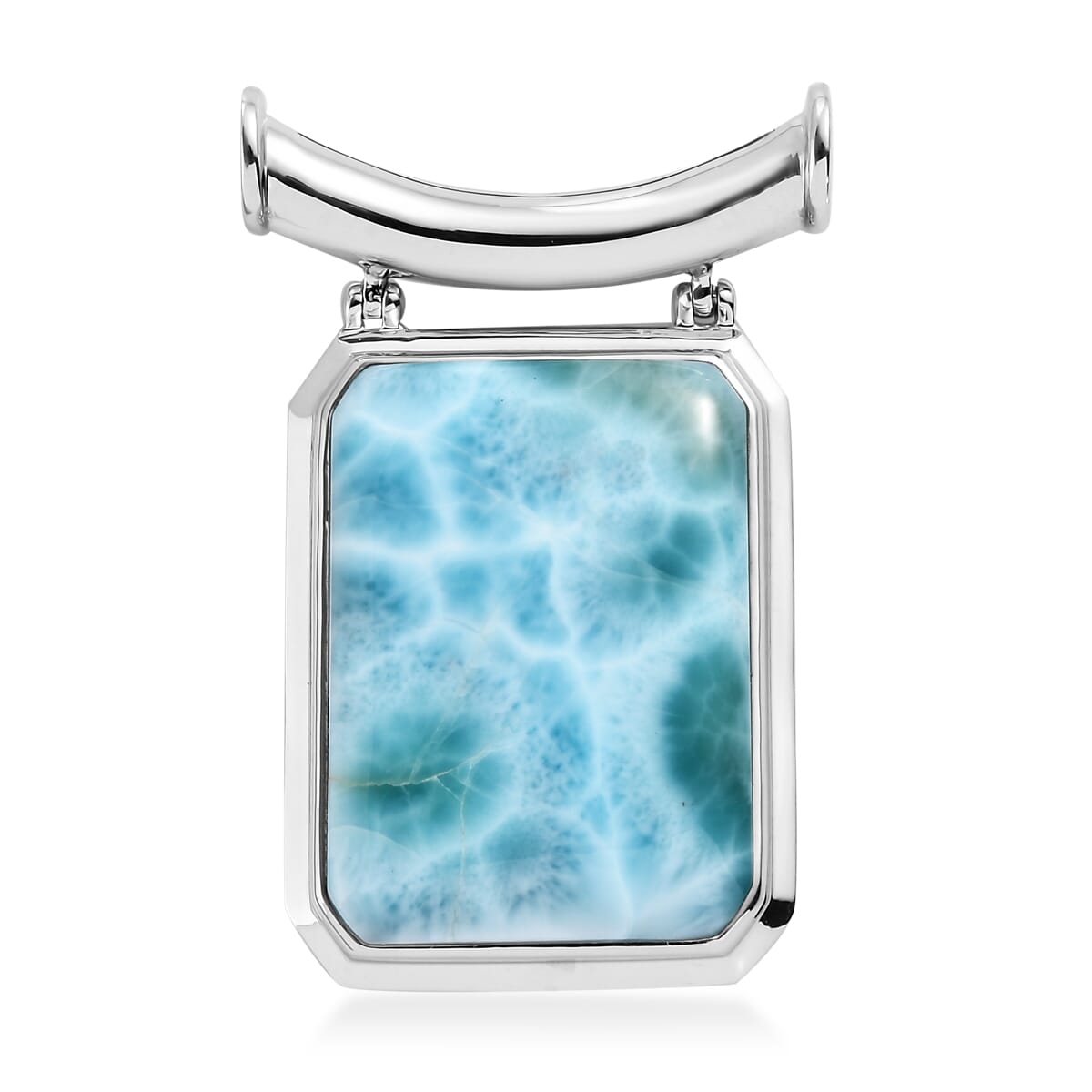 Sterling Silver Round Larimar Cabochon Wave 18 Sterling Silver Round Larimar Cabochon Wave 18