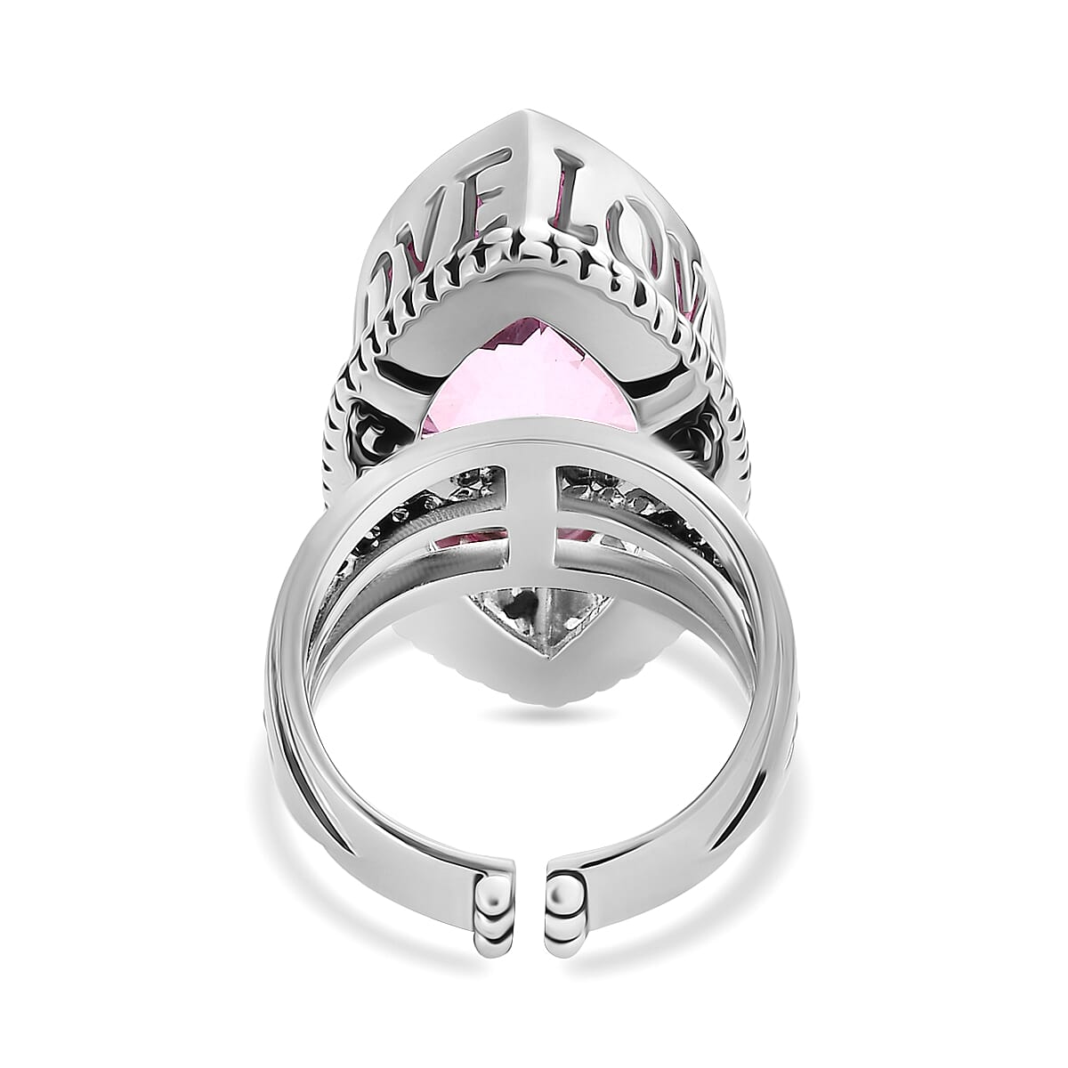 Sajen Silver Celestial Doublet Kunzite Quartz 18.50 ctw Ring in Rhodium Over Sterling Silver (Size 6.0)