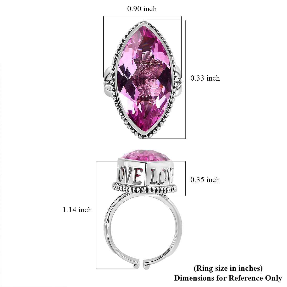 Sajen Silver Celestial Doublet Kunzite Quartz 18.50 ctw Ring in Rhodium Over Sterling Silver (Size 6.0)