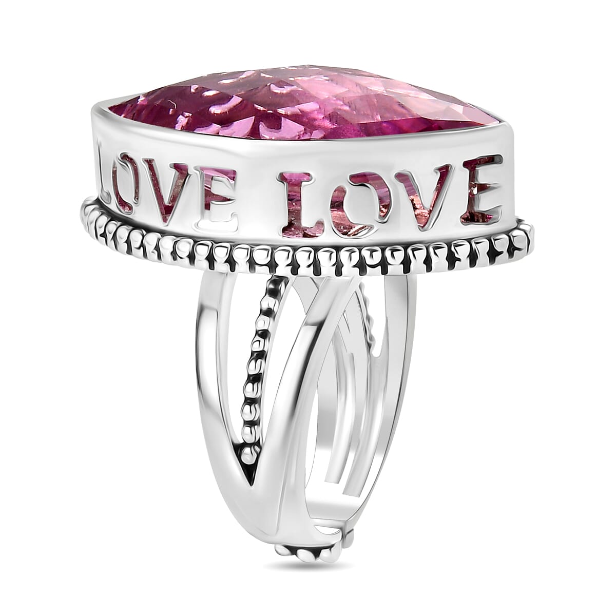 Sajen Silver Celestial Doublet Kunzite Quartz 18.50 ctw Ring in Rhodium Over Sterling Silver (Size 9.0) image number 3