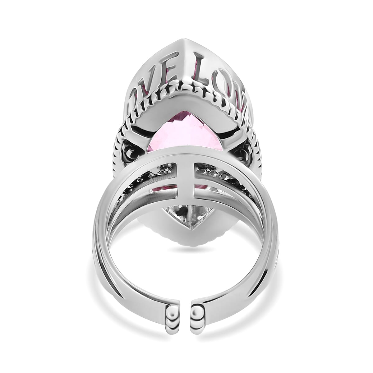 Sajen Silver Celestial Doublet Kunzite Quartz 18.50 ctw Ring in Rhodium Over Sterling Silver (Size 9.0) image number 4