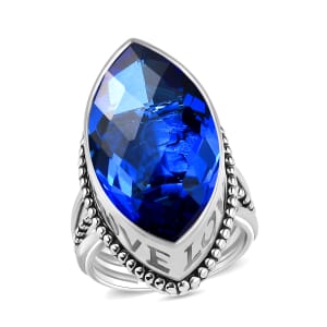 Sajen Silver Doublet Celestial Blue Sapphire Quartz 18.40 ctw Ring in Rhodium Over Sterling Silver (Size 8.0)