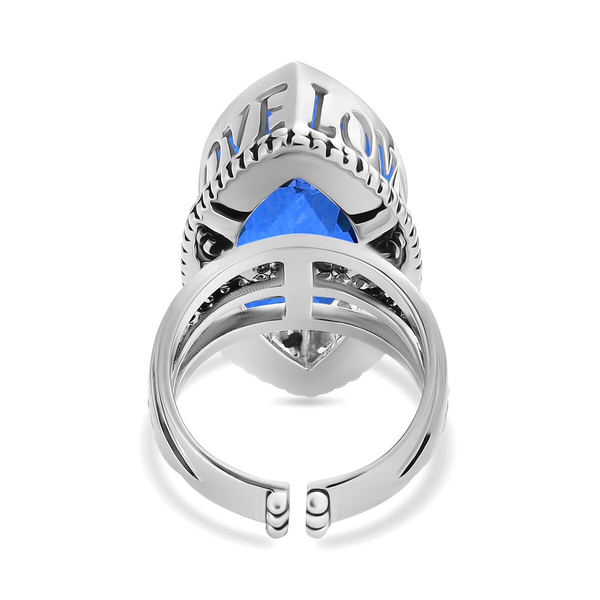 Sajen Silver Doublet Celestial Blue Sapphire Quartz 18.40 ctw Ring in Rhodium Over Sterling Silver (Size 9.0) image number 4