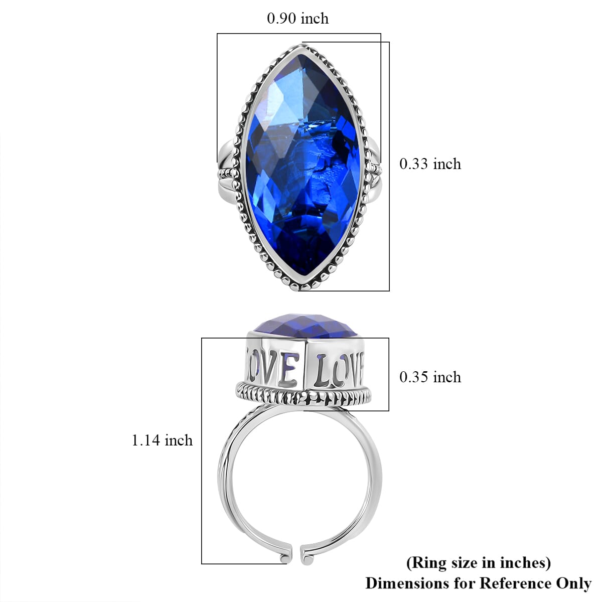 Sajen Silver Doublet Celestial Blue Sapphire Quartz 18.40 ctw Ring in Rhodium Over Sterling Silver (Size 9.0) image number 5