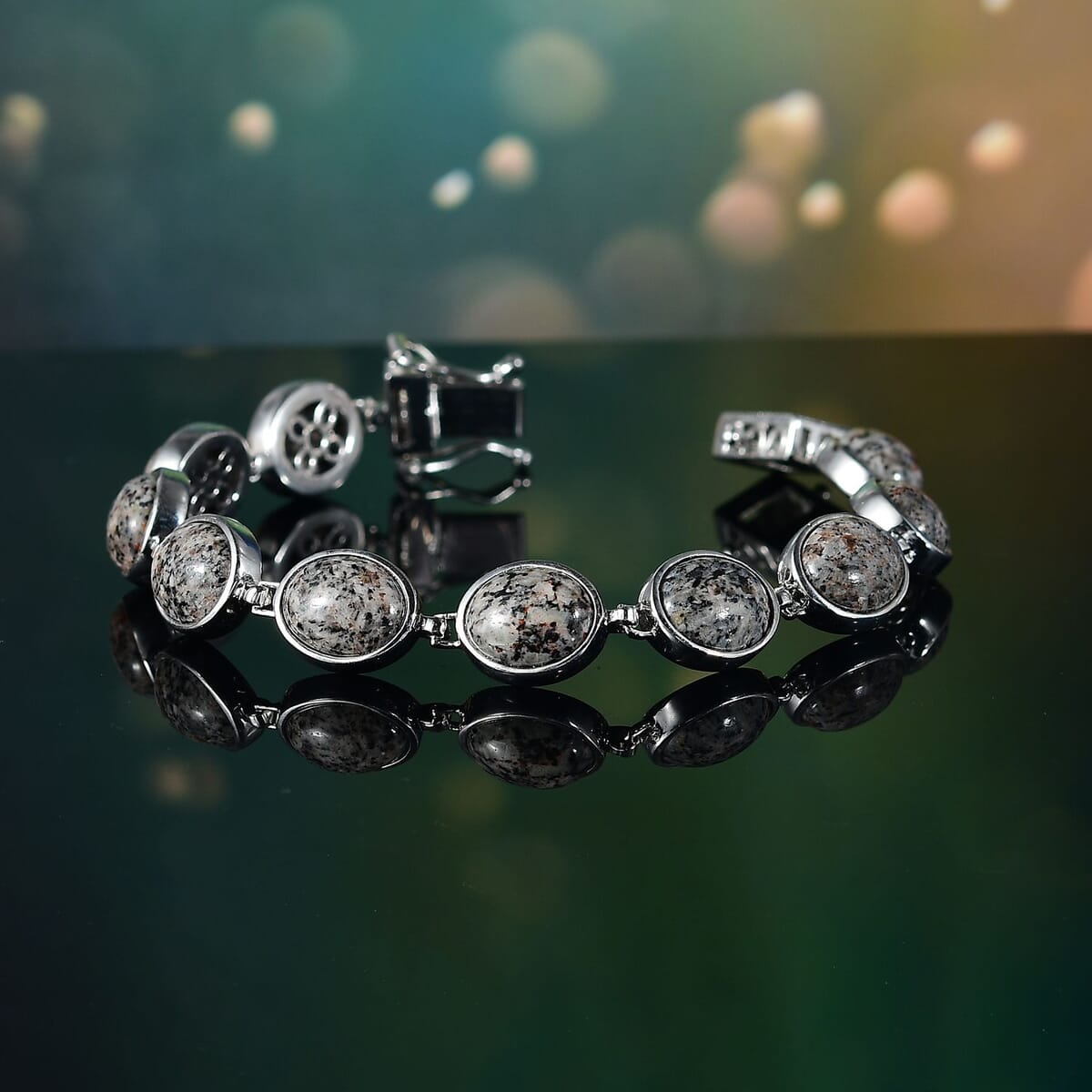 Karis Natural Yooperlite 28.25 ctw Bracelet in Platinum Bond (6.50 In) with Free UV Flash Light image number 1